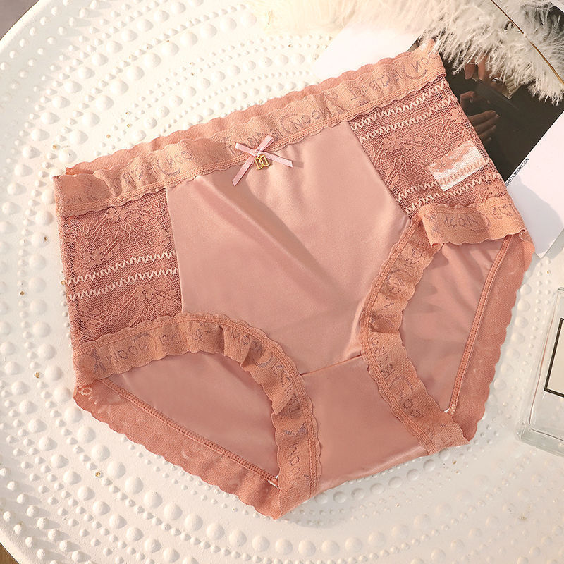 女性用シームレス下着、アイスシルクサテンミッドハイウエスト、セクシーレース、お腹コントロール、ヒップアップコットン、快適で肌に優しいクロッチショーツ|undefined
