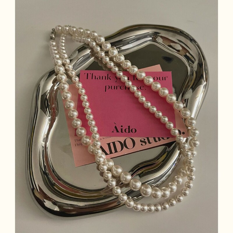 Ins blogger Korean fever with high-end female summer retro shi home Zhengyuan Australia white pearl chain clavicle chain