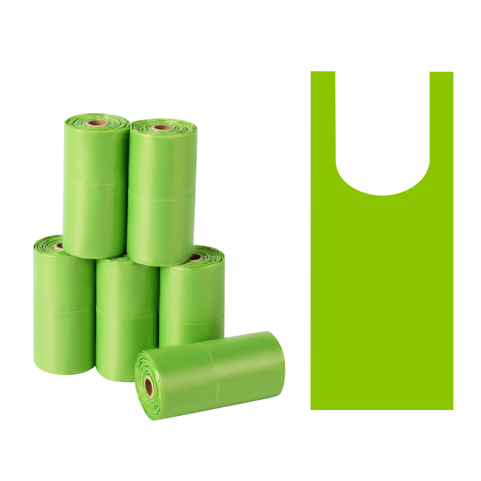 Bolso de mano engrosado de 1,5 seda, bolsa de chaleco de rollo degradable, bolsa de recogida, bolsa de basura para mascotas, bolsa de mierda para perros