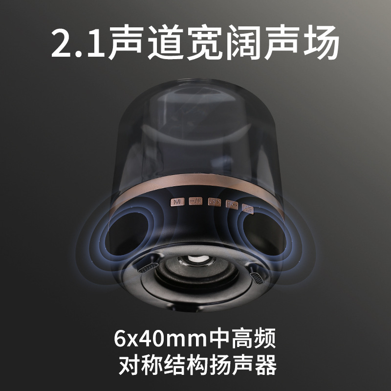 華強北2025新型ハマンデスクトップサブウーファー瑠璃5世代ブルートゥース音響ガラス黒金典蔵スピーカー|undefined