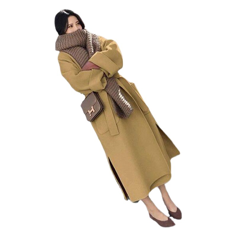 Cashmere Coat, Lazy Style, Mid-Length, Korean Autumn and Winter New Style, Loose-Fitting, College Style, Mori Style Woolen Coat for Women