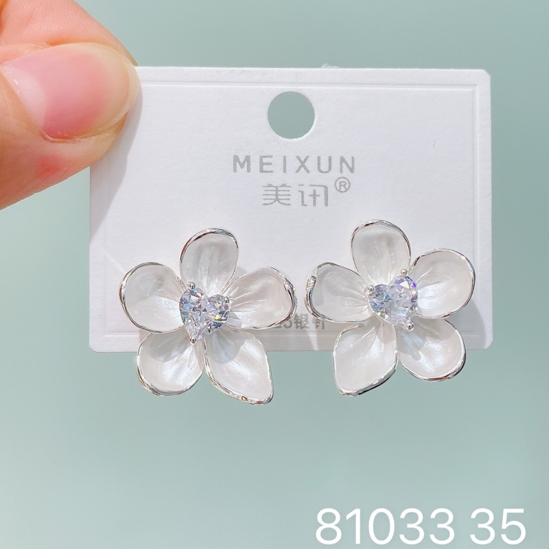 Meixun 新製品クロスボーダーホット販売ペイントフラワーイヤリングニッチデザインコールドスタイルパーソナライズされたレトロ 925 シルバー針女性用|undefined