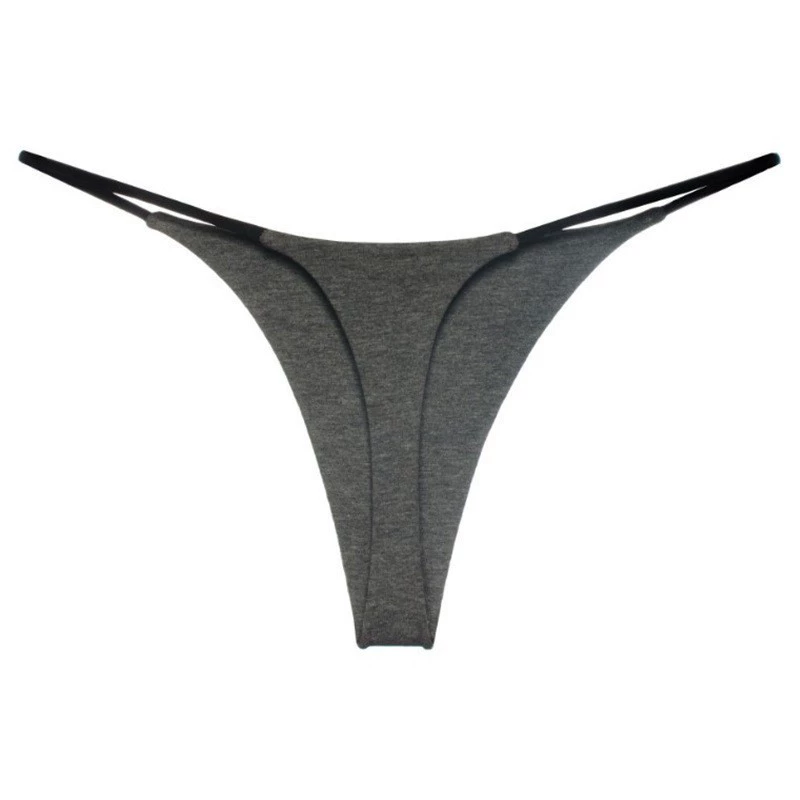 Double‑layer low‑waist T‑back thong panties, thin elastic bands, S–XL