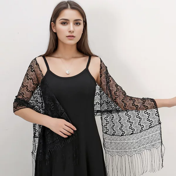 2024 Autumn and Winter New Style Tassel Dragon Flower Long Scarf Korean Style Versatile Women's High-End Fashion Decorative Shawl