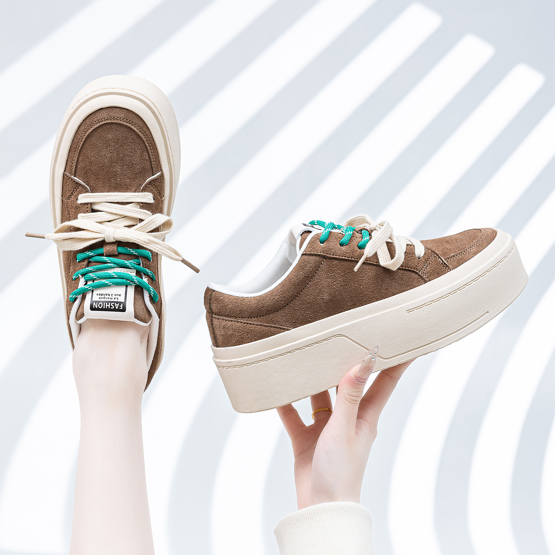 Chasing the Sunset 26 Spring New Fashion Lace-Up Women's Sneakers Thick-Soled Height-Increasing Versatile Sports Casual Shoes for Women