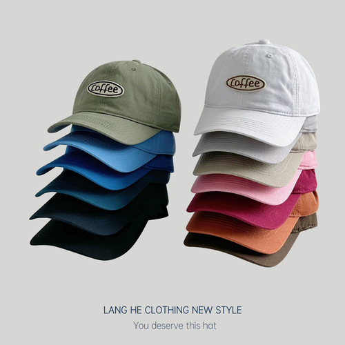 Letter sticker baseball cap for women, Korean style, versatile, soft brim, couple's cap, spring and autumn duckbill hat, men's summer outdoor sun hat