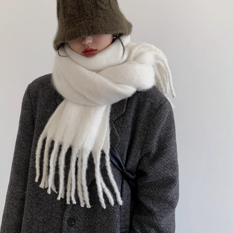 Bufanda de Mohair de Poliéster y Mohair, Térmico, para Invierno
