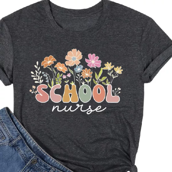 Foreign Trade Women's Tops Cross-Border E-Commerce Amazon School Printed Colorful Cotton T-Shirt
