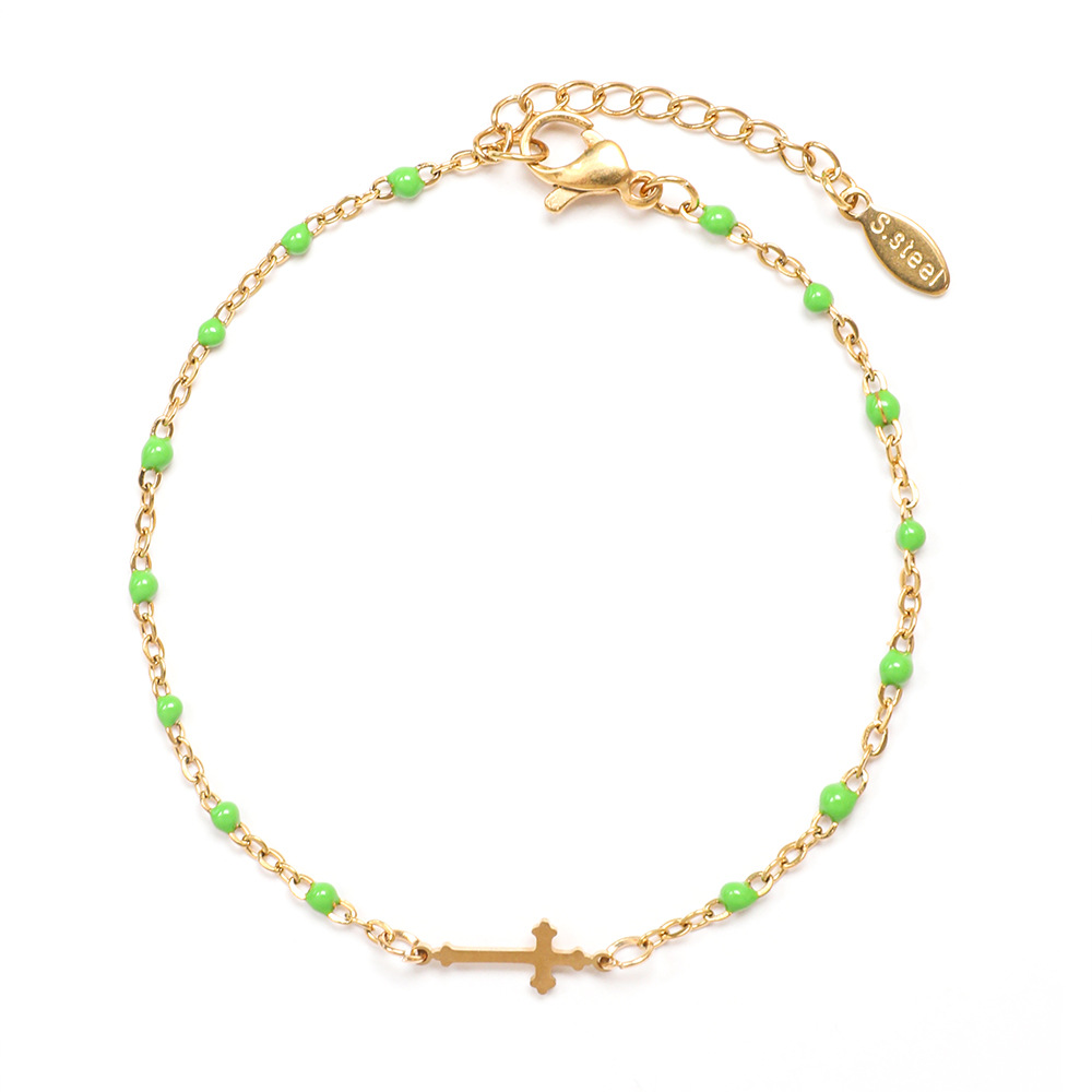 Stainless Steel Simple Style Cross Enamel Plating Bracelets display picture 12