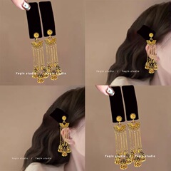 小さなファンの金 ~ 金色のフリンジの扇形の鈴のヘアピン! 民族風の辺はモンゴルの少ない前髪を挟んで子供を挟みます。