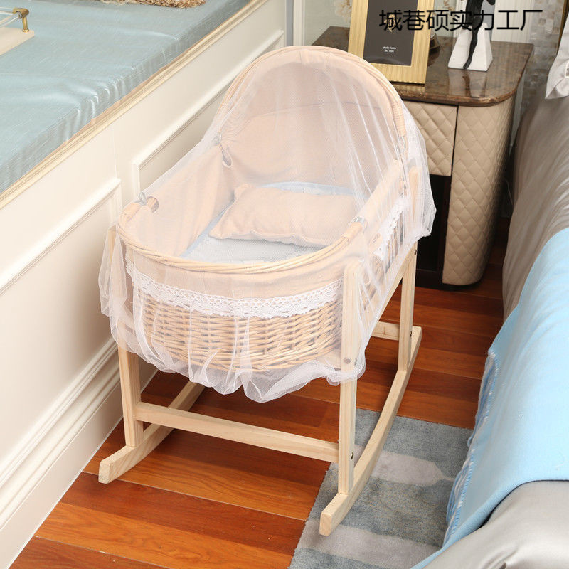 New Rattan Portable Hand Basket, Car Sleeping Basket, Child Cradle Bed, Moses Rocking Nest, Outing Baby Stroller, Old-Fashioned