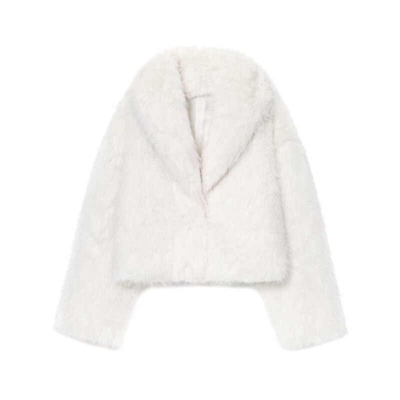 Pb&Za Cross-Border Supply 2025 Autum New European and American Style Lapel Long-Sleeved Short Artificial Fur Jacket