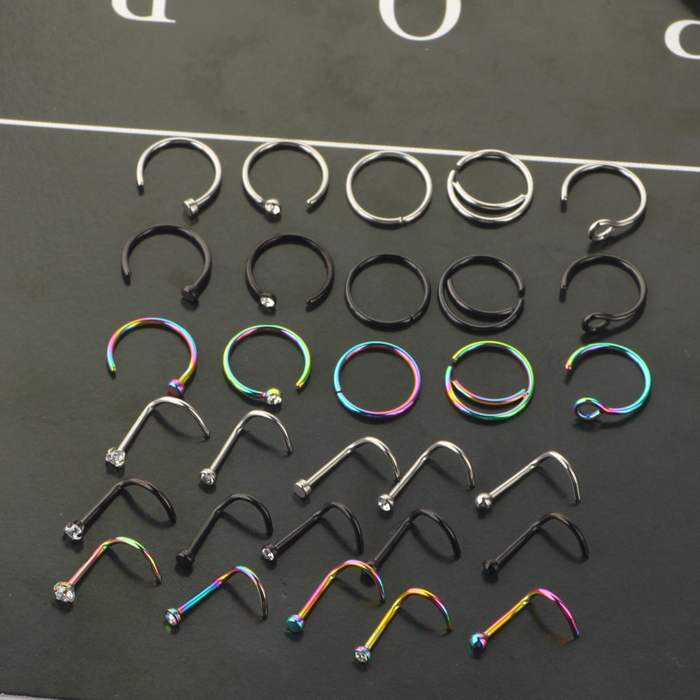 Stainless Steel Fake Puncture Nose Ring Clip Combination Set Wholesale - N38 detail image 7