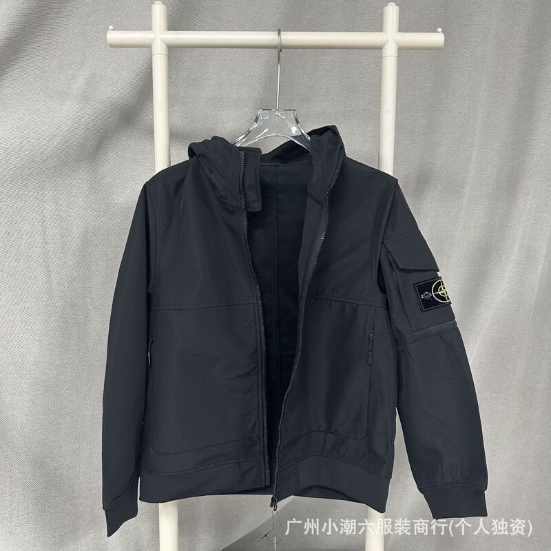 Cross-Border Correct Version of St Stone Outdoor Jacket Functional Style Logo Loose Armband Hooded Soft Shell Zipper Jacket