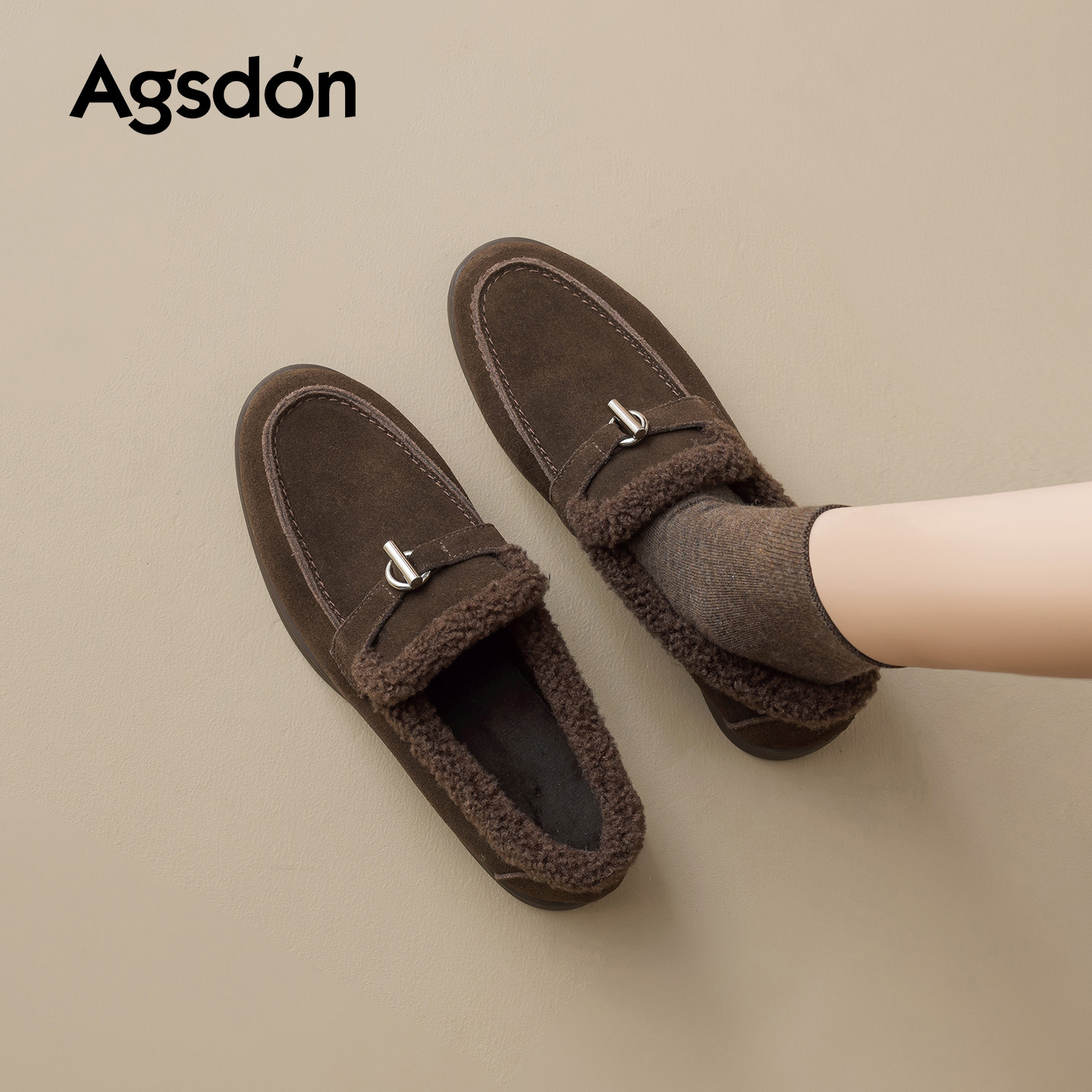 Antiguo Lion Dengjia terciopelo Lefour zapatos para mujeres 2025 nuevo invierno invierno viejo dinero estilo de lana zapatos de un solo pie zapatos de algodón retro