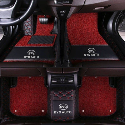 Modelə uyğun ayaqaltı floor mats - song-fuel-version-2016-2018-double-layer-black-and-red-black-and-red-silk-loop