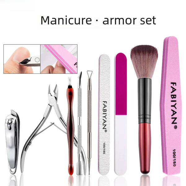 Nail art tool suit polishing strip nail file polishing strip stainless steel dead skin scissors dead skin fork manicure removal tool