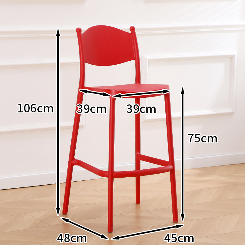 Sillas de bar al aire libre Nordic red silla de bar de plástico grueso taburetes de bar simple taburetes altos