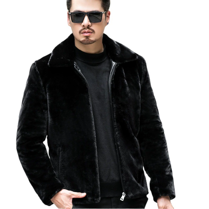 Мужская утепленная шуба из искусственного меха норки с капюшоном и отложным воротником Haining Fur, новая коллекция, мужская верхняя одежда