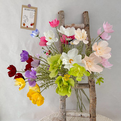 Chrysanthemum Simulation Flower Wedding Centerpiece Arrangement Fake Flower 4-Head Large Gerbera Blossom Fresh Wedding Home Decor Foliage