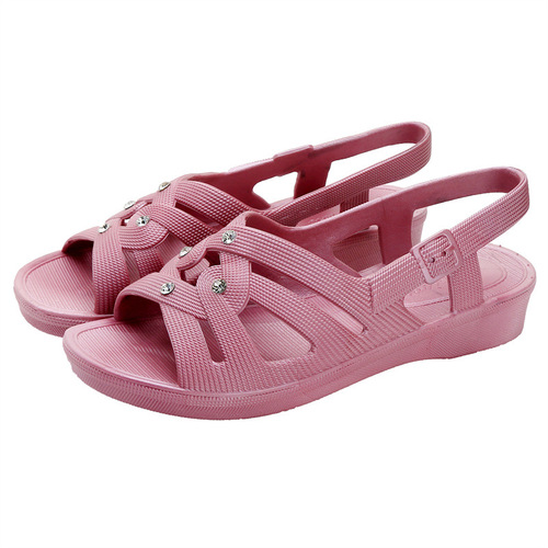 New Elderly Sandals Women's Anti-Slip Summer Comfortable Middle-Aged Mom Outer Sandals Soft Bottom Plastic Wedge