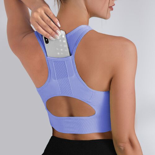European and American Autumn and Winter Yoga Wear Vest Women's Pocket Shockproof Bra Running Fitness Quick-Drying Yoga Top Sports Bra