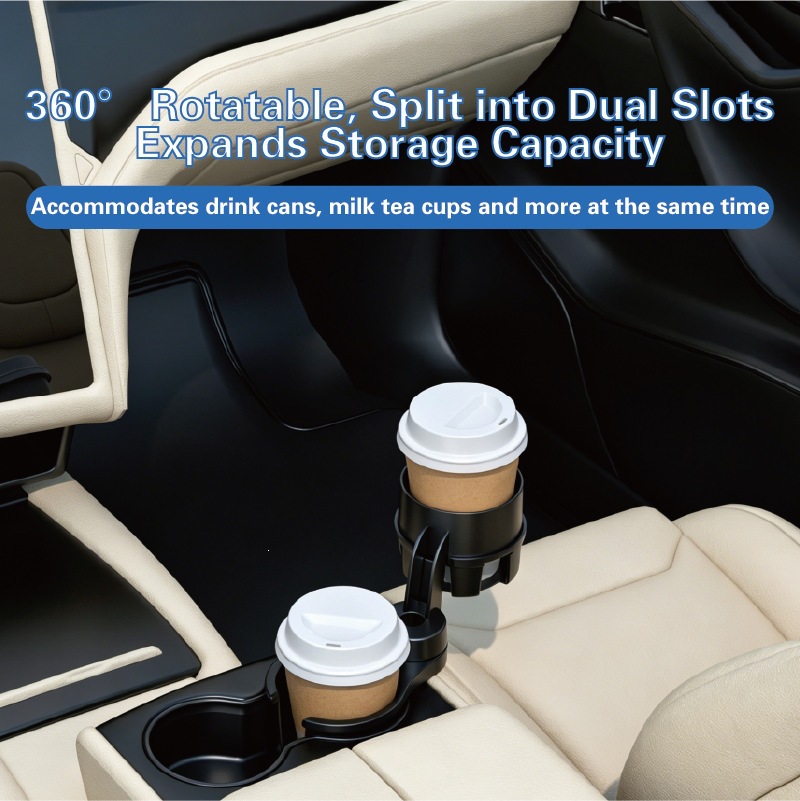 Car-mounted floating small table 360 ° Rotating multifunctional cup holder, dining plate tray, non-slip, wear-resistant, extended arm