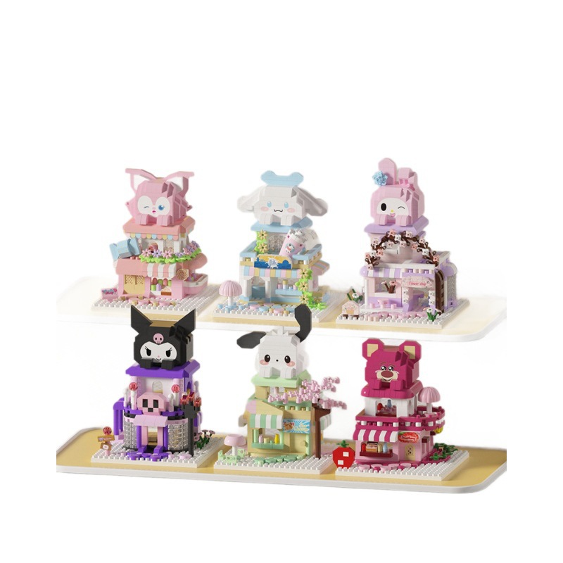 Compatible Le Strawberry Bear High Cartoon Doll Building Street View Blocks Jugues de puzzle para niños Decoraciones Regalos para chicas