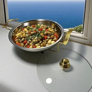 Alcohol Stove Household High-End Hot Pot Stove Banquet Stainless Steel Round Pot Lid Oven