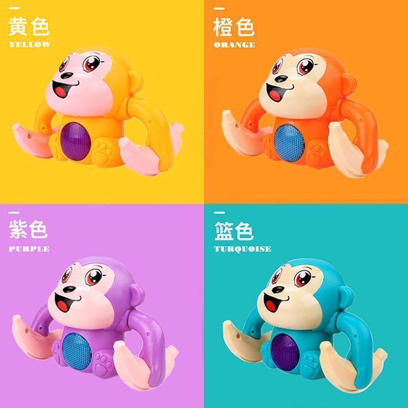 Children's Tumbling Monkey Electric Sound-Activated Light-Up Toy, a Little Monkey That Can Do Somersaults, Designed for Babies to Practice Raising Their Heads and Crawling
