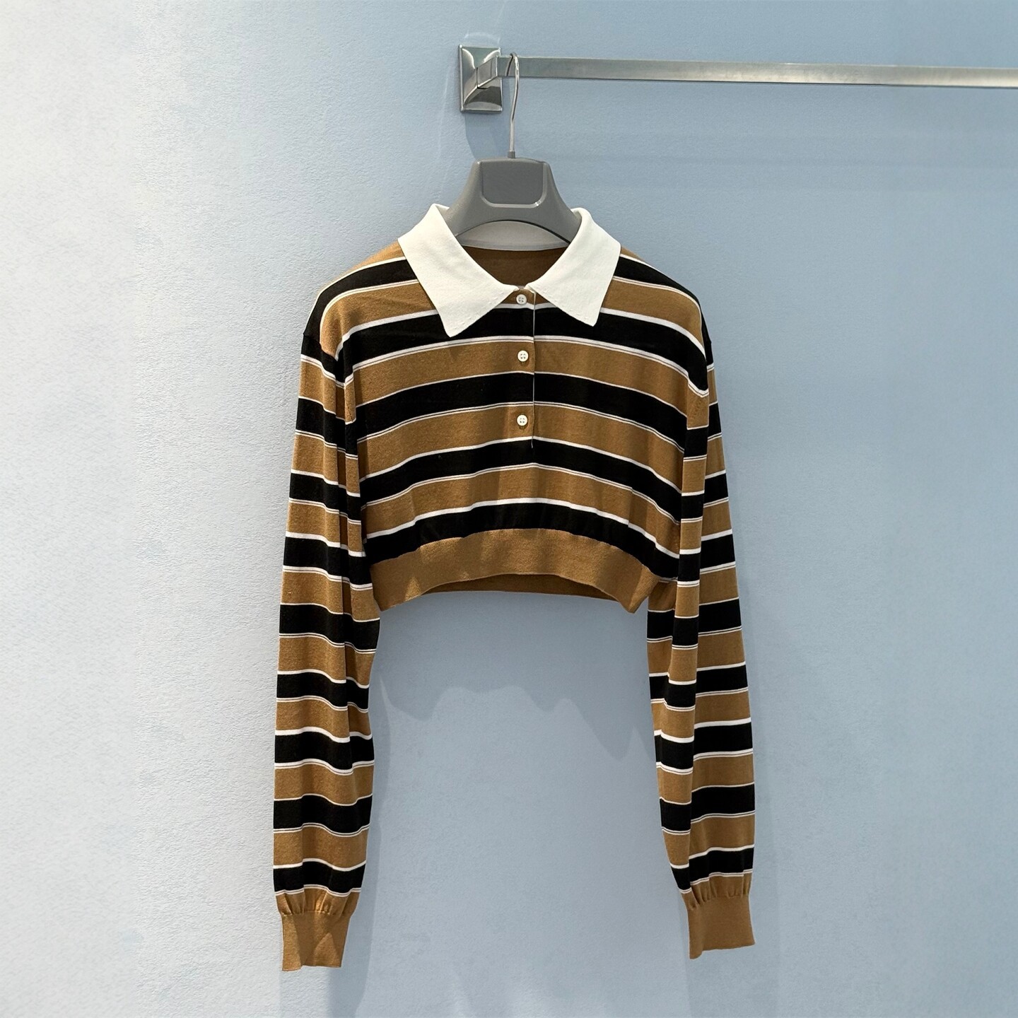 Nanyou High-End 2026 Summer New Arrival Letter Embroidered Logo Color Block Striped Knit Short Long Sleeve Polo Shirt In Stock