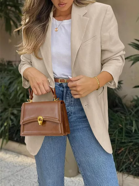 2026 New European and American Style Women's Fashion British Style Casual Long-Sleeve Jacket, Loose Fit, Slimming, Elegant Small Blazer, Women's Clothing Factory