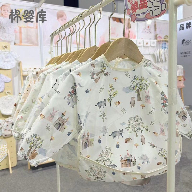 棉婴库宝宝罩衣吃饭防水防脏婴儿辅食儿童围裙反穿衣母婴用品批发