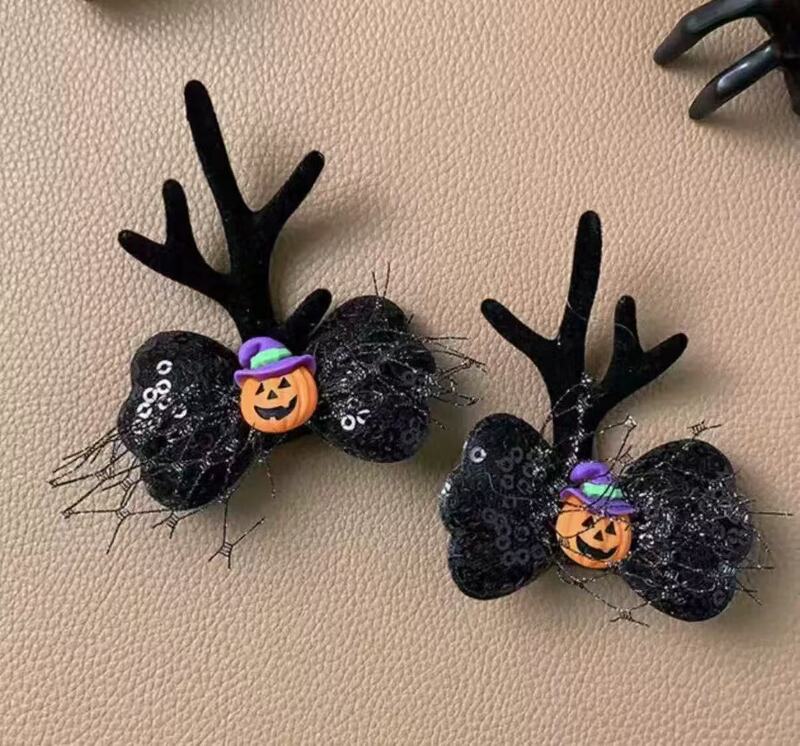 ハロウィンヘアピンサイドクリップかわいい面白いカボチャゴーストゴーストヘッドホリデーダークヘアピンパーティーパーティードレスアップ女性用|undefined