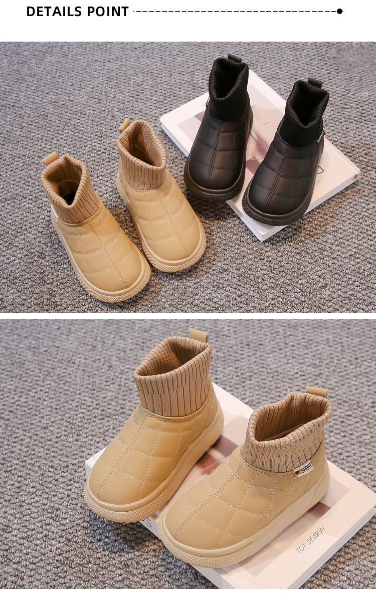 Kinder-Stiefel aus Samtbaumwolle, Winter 2025, neue Socken und Stiefel für Jungen und Mädchen, warm und dick gefüttert, Schneestiefel_voghion.com