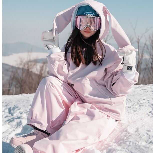 2025 New Ski Suit Outdoor Single Board Double Board Rabbit Ear Ski Sweatshirt Windproof Waterproof Warm Ski Suit