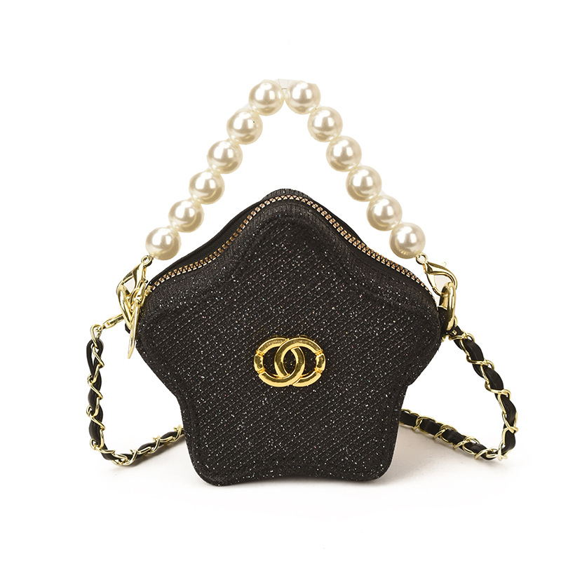 2026 nuevo bolso de niños brillante estrella de pentacos bolso de perla exquisito mini bolso accesorios para hombres y mujeres
