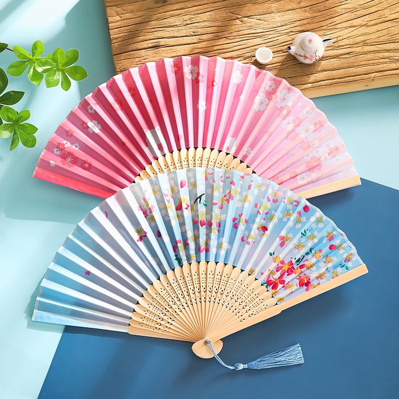 Ventilador Ventilador plegable Estilo chino Estilo antiguo Estilo japonés Mujer borla Verano Niños Plegable portátil Baile Hanfu Mini ventilador
