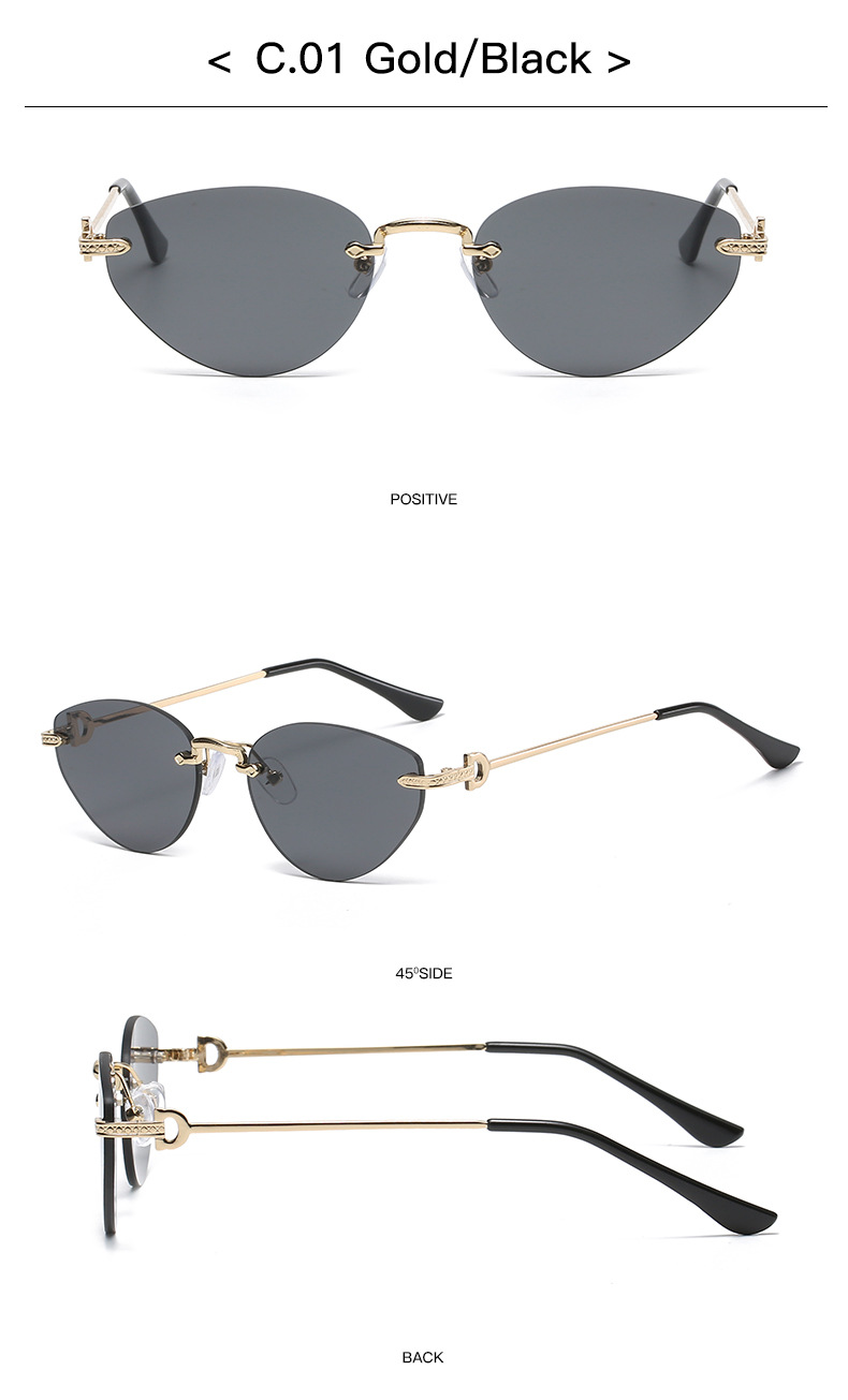41g Weight Frameless Glasses Structure Sunglasses Classification Ac, UV400 Protection Lens Material Cat Eye Glasses Style Holiday, Outdoor Occasion Solid Color Pattern All Seasons Season Unisex Gender Casual Style Casual Solid Color Ac UV400 Protection Cat Eye Frameless Women's Sunglasses 7
