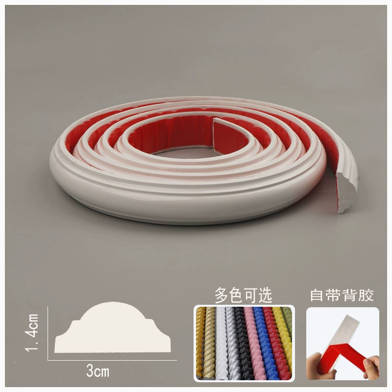 PVC Soft Edge Strip Self-Adhesive, Curved Ceiling & TV Wall Molding, White, Various Widths