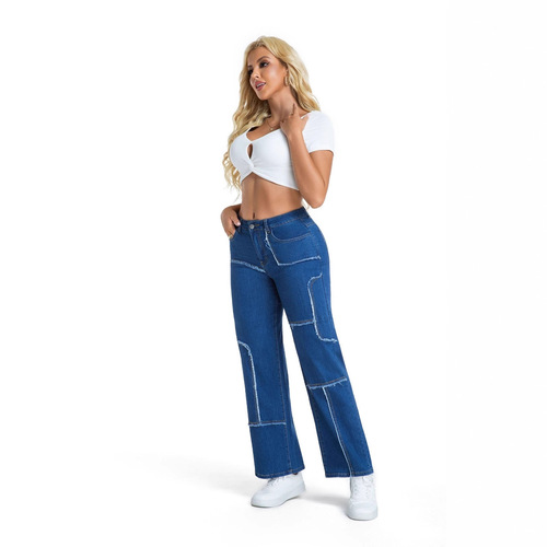 2025 new cross-border European and American women's fashion retro loose straight-leg workwear mid-waist wide-leg new Tang jeans trousers