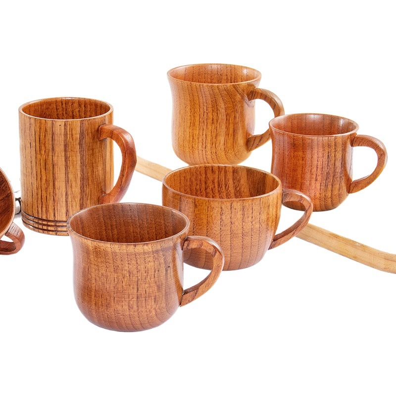 Wooden Cup, Tea Cup, Restaurant Household Handle Coffee Cup, Gift Casual Cup, Custom Logo Jujube Wood Creative Water Cup