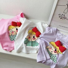 100%纯棉新款女童纯棉背心公主印花立体贴布宽松韩版中小童夏季