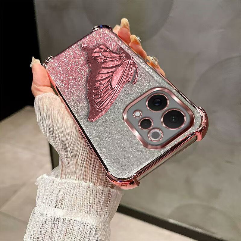 Suitable for Vivo S50Pro Mini Mobile Phone Case, Electroplated Glitter with Flowing Sand Butterfly Design, Anti-Drop Lens Film, Wholesale Case