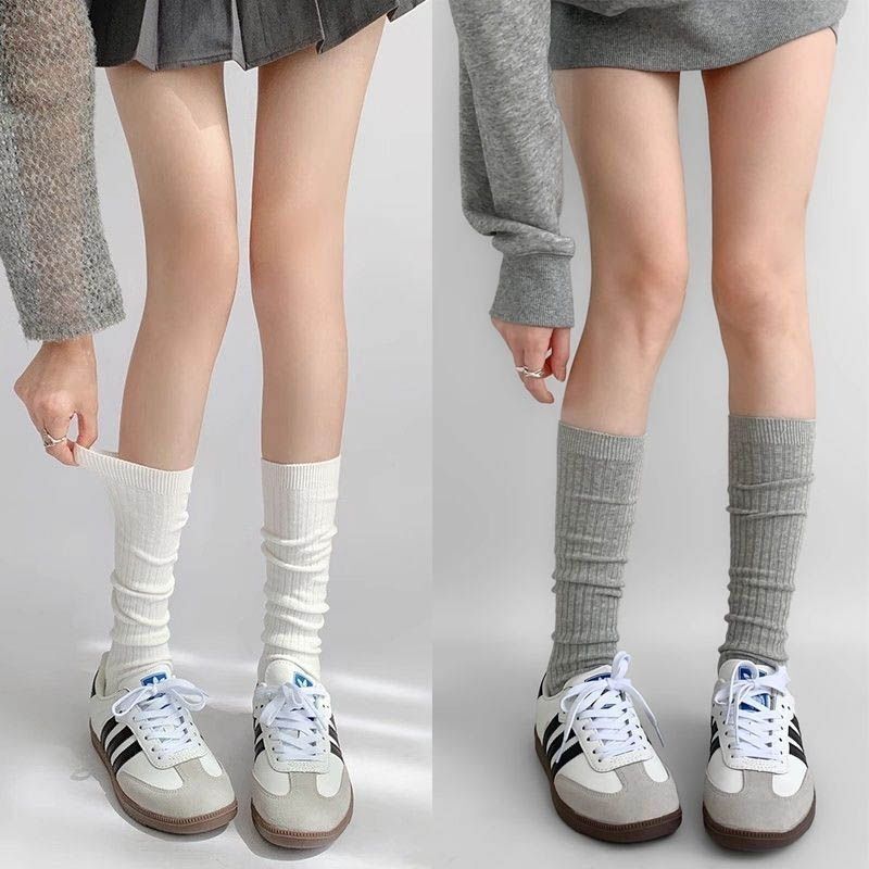 Women's Summer Breathable Ribbed Thin Long Socks, Versatile Mid-Calf Socks, Mid-Length Socks