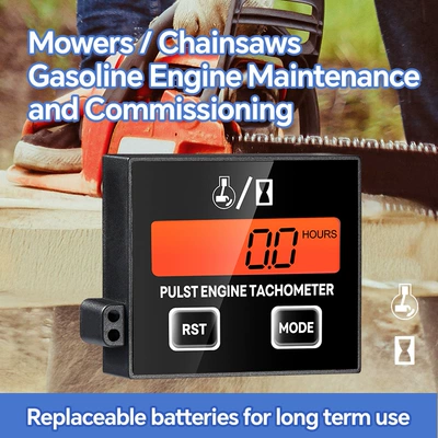 Inductive digital display tachometer for 2-stroke and 4-stroke engines, lawn mower oil accumulation timer tachometer (tachometer)