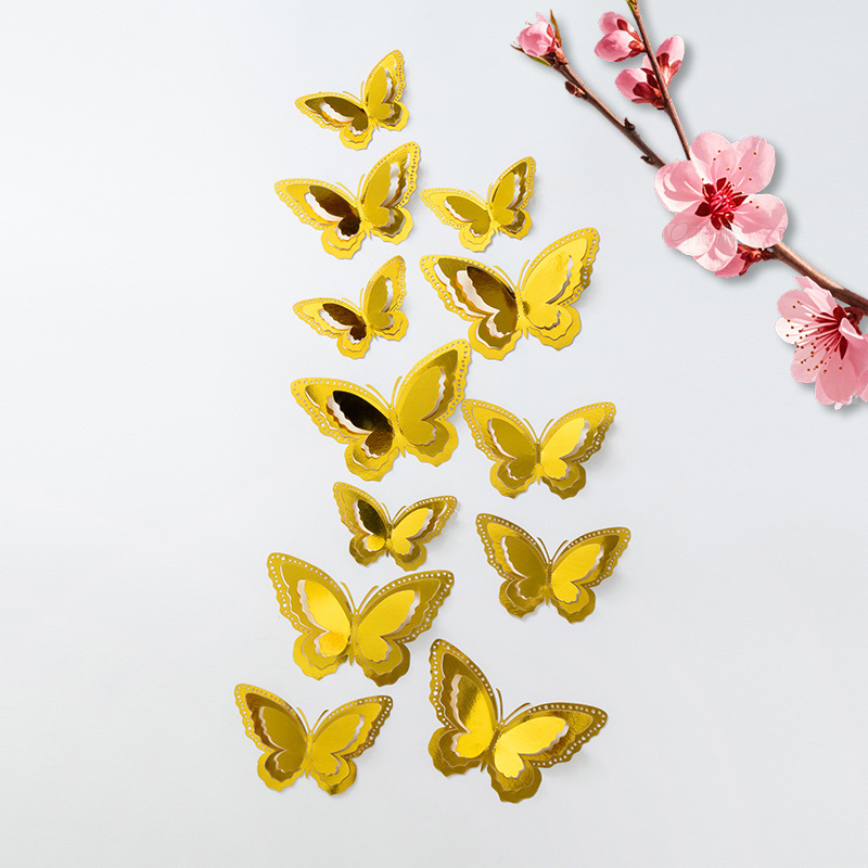 Simulación 3D de la escena de la mariposa tridimensional, accesorios, decoración de paredes, accesorios de pegatinas de pared de sentido avanzado, decoración del hogar