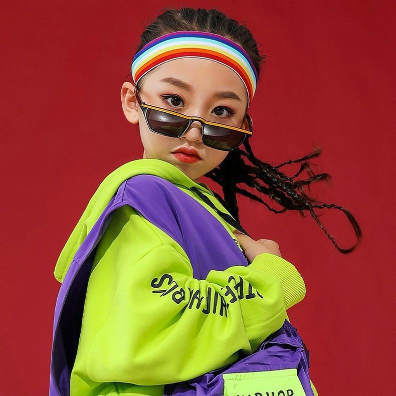 Children's sports games hair band Chinese red headband rainbow striped basketball hip-hop headscarf boys and girls entrance headdress
