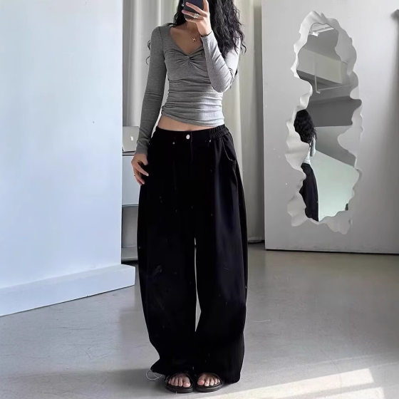 American Retro Sports Pants Sweatpants Men's and Women's Spring Lazy Dumped Trousers Loose All-match Wide-leg Casual Pants