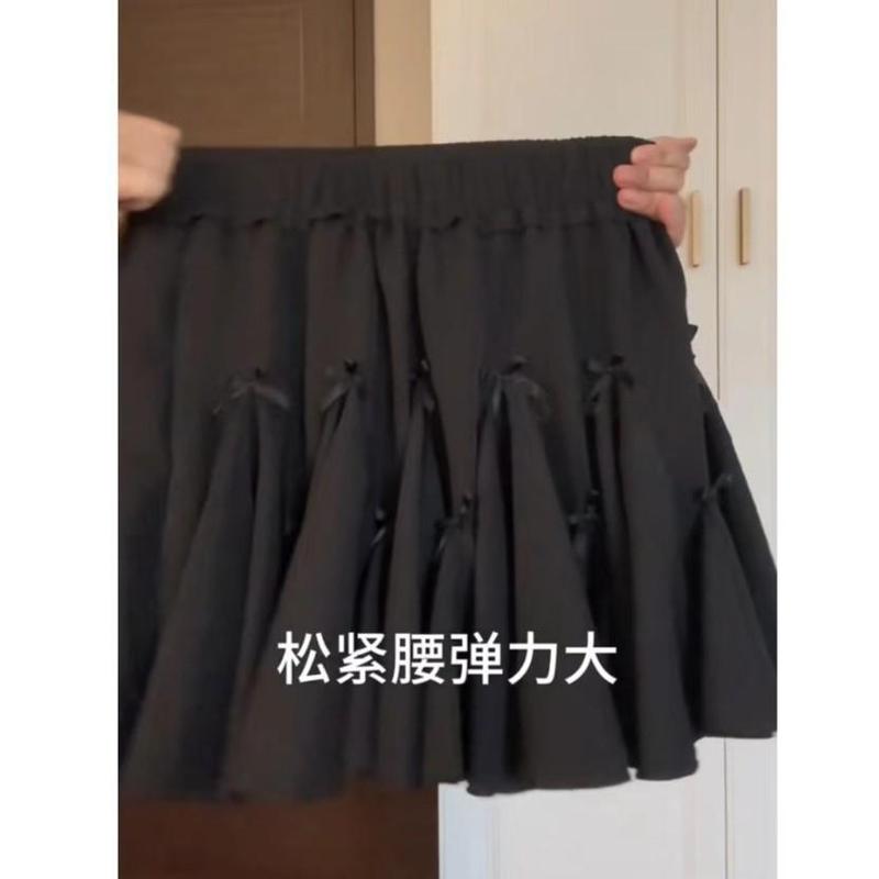 リボン白いつぼみスカート女性の夏バレエスタイルケーキスカートハイウエストスリムAラインふわふわショートスカート|undefined